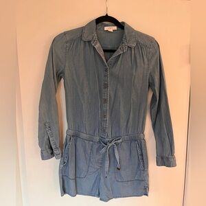 LOFT Denim blue Button-Up Romper
